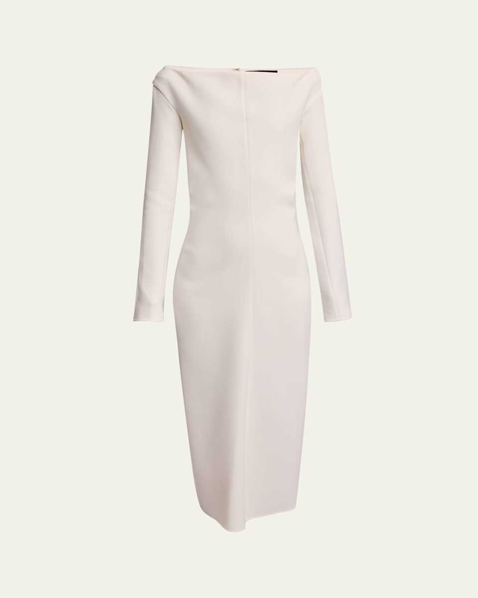Yara Boat-Neck Bi-Stretch Suiting Dress